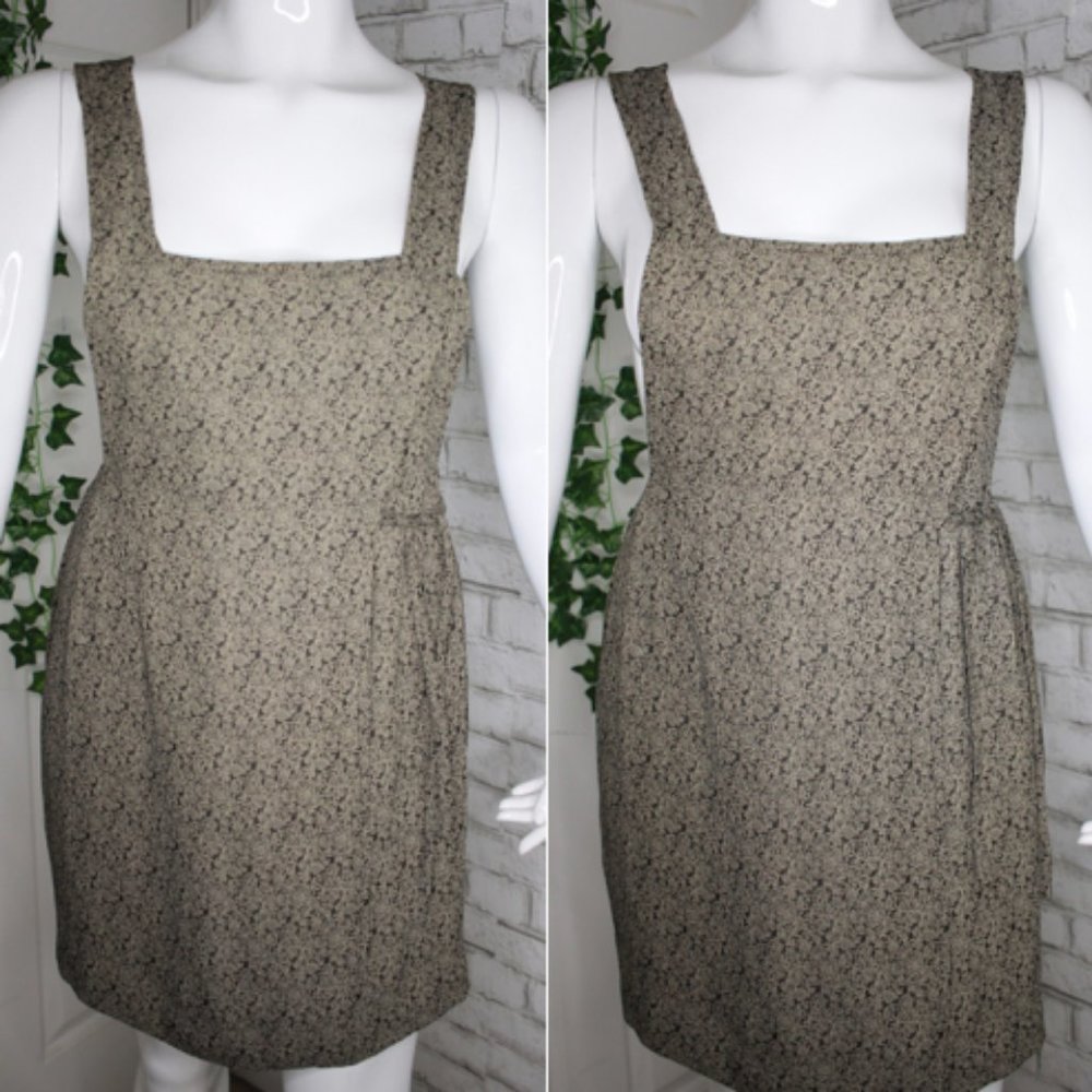 Neutral Floral Pinafore Dress